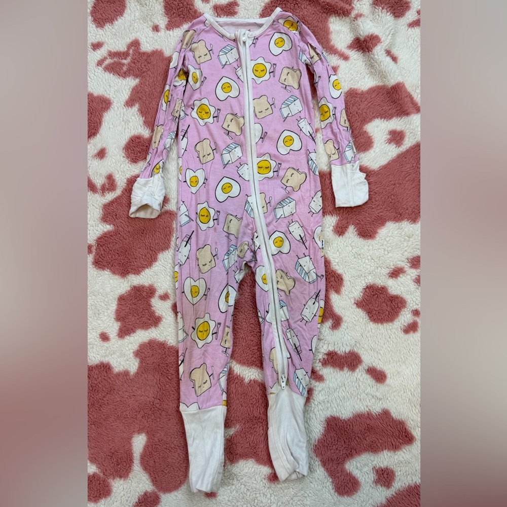 Little Sleepies Breakfast Pink Bamboo Zippy One Piece Size 12-18 Months
